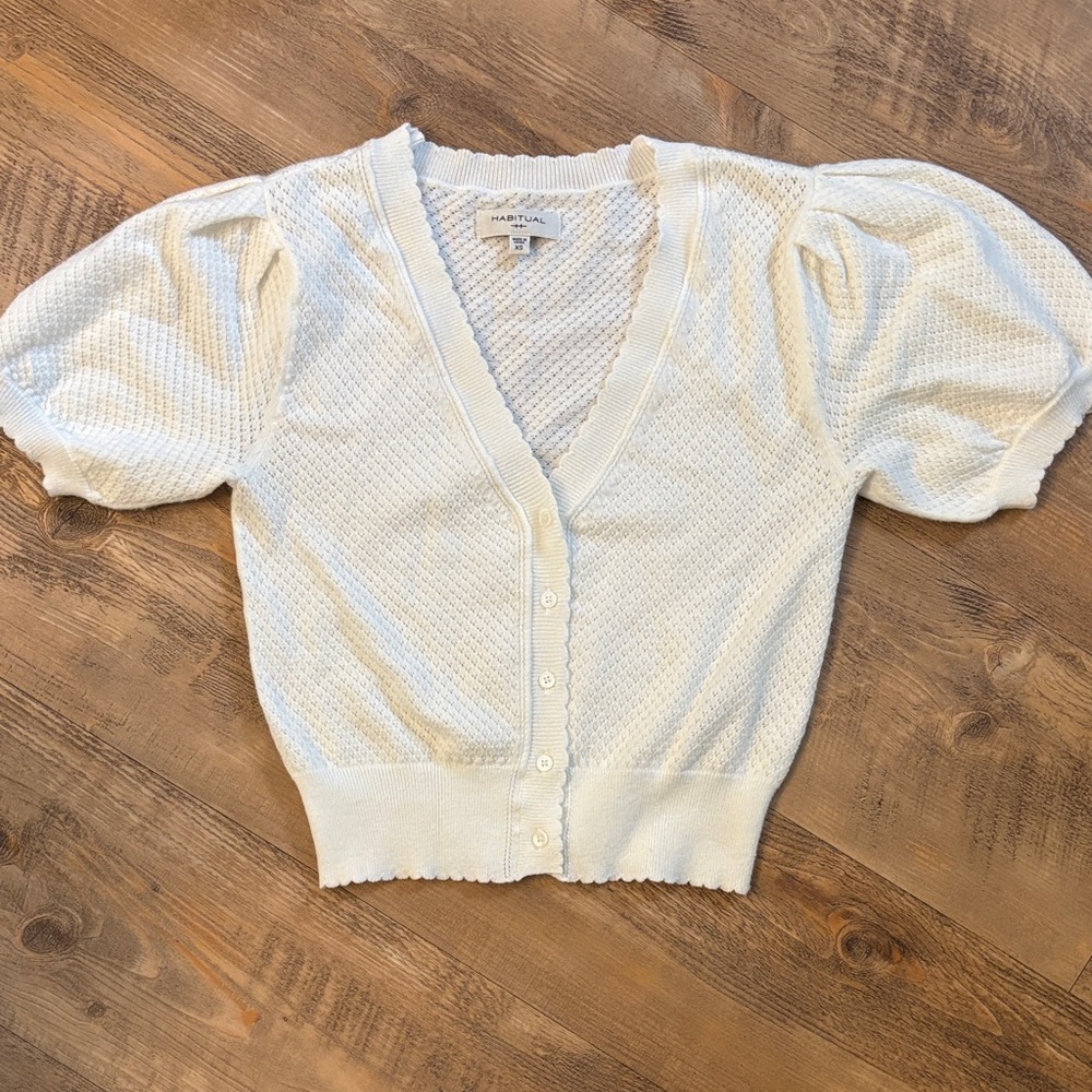 Habitual Cream Knit Top with Subtle Dot Texture